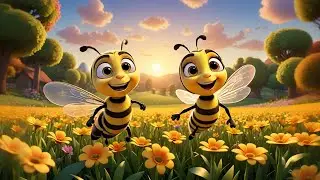 Four Buzzing Bees Dance on Flowers | Counting Song for Kids | Fun Garden Animal Nursery Rhyme