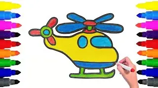 How to drawing a Helicopter cartoon | Easy drawing and coloring for kids #helicopter #drawing