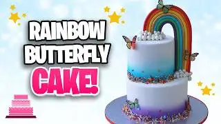 Как сделать красивый торт с радужной бабочкой 🌈🦋