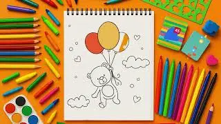 Relaxing Flying Teddy Colouring for Kids | Canvas of Colours 🎨🖌️