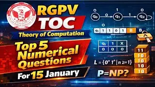 Top 5 TOC Numerical Questions 🔥 | RGPV BTech 5th Sem 2026 | Theory of Computation