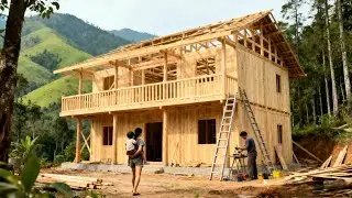 The young woman spent 145 days building this two-story wooden house after years of planning