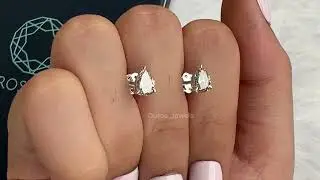 Olive Pear Cut Diamond Stud Earring | Lab Diamond Pear Cut Stud | Stud Earring    @ourosjewels