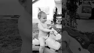 Baby on rocking horse: fun playtime!#baby #rockinghorse #cute #toddler