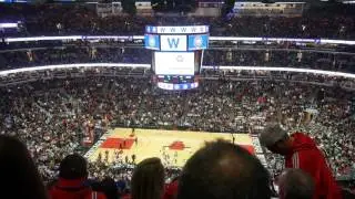 The final out of the 2016 World Series at the Bulls Knicks game