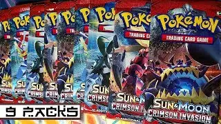 OPENING 9 WEIRD BOOSTER PACKS OF SUN & MOON CRIMSON INVASION - POKEMON UNWRAPPED