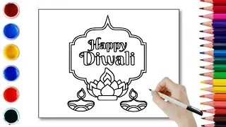 How to draw Happy Diwali Temple for kids and beginners very simple drawing | Drawing Happy Diwali 🪔