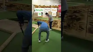 Smalls против Dad (лунки 9-10) - Открытый чемпионат по мини-гольфу на Хэллоуин #гольф #мини-гольф...