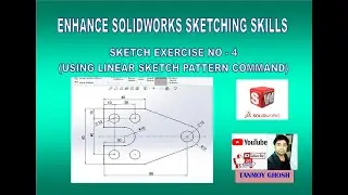 Solidworks Tutorial || Sketch Exercise - 4|| How to use Linear Sketch Pattern Command in Solidworks.