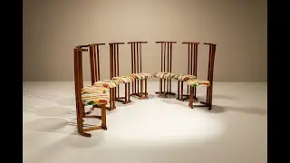Set of Eight Italian Dining Room Chairs in Walnut attri. to Filippo Monti, 1960s