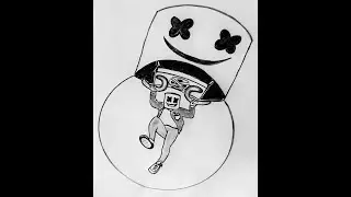 Marshmello in his flying car  /  Marshmello drawing from different angles