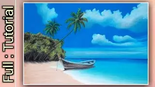 Sea Beach Scenery Drawing For Beginners | Beach Scenery With Oil Pastels