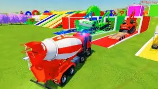 Excavators, mixers, and transport trucks. #childrensanimation