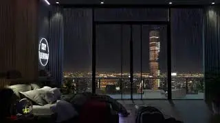 Penthouse Bedroom w/ Calming Music On A Rainy Day