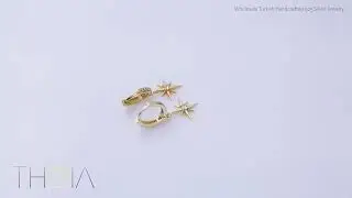 Star Compass Charm Silver Dangle Earrings
