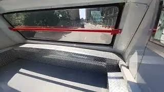 On board the Boston double decker top front of the sight seeing tour