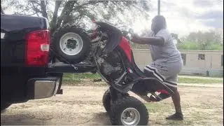 How to load a atv on a truck without any ramps