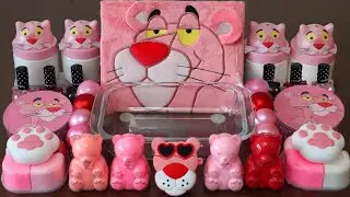 Mixing”Pink Panther” Eyeshadow and Makeup,parts,glitter Into Slime!Satisfying Slime Video!★ASMR★