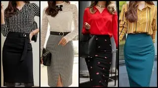 very outstanding and gorgeous slim fit office wear skirts with blouses collection for girls 👧😍😀