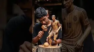 Unbelievable AI Wood Art: &Aacute;ngel Di Mar&iacute;a Sculpture Made from Timber! TimberArt Studio #woodcarving