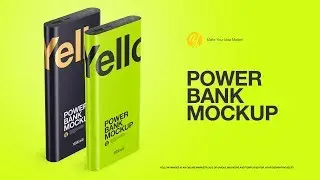 How to use Yellow Images mockups | Glossy Power Bank Mockup, Micro-B - Halfside View