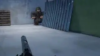 roblox tarkov with a gun, candy bar, and a toothpick