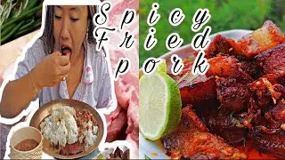 SPICY MASALA FRIED PORK😋|| NO COOKING OIL||PORK DRY FRY !!!