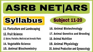 ASRB NET Syllabus |  ARS Scientist | ASRB ARS Syllabus | ICAR NET Exam Syllabus | ICAR NET Syllabus
