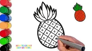 Easy Pineapple Drawing Tutorial for Kids | Step-by-Step Pineapple Drawing and Coloring #EasyDrawing