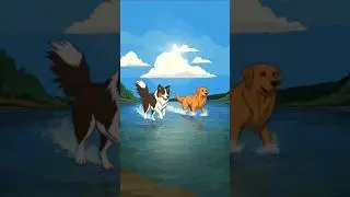 Two dogs running in water #DreamScreenAI #twodogs #ai #mizbahuddinm8 zbahuddin