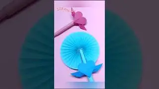 Origami paper heart fan💙diy paper fan💜#diy#papercraft#art#handmade#cute#fan#origami#paper fan#shorts