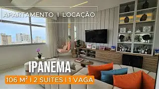 Locação - Andar alto em Ipanema, 2 suítes, vista mar e planta impecável