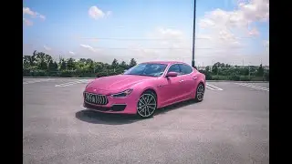 Maserati Ghibli matte pink color change wrap by Revolution Wraps