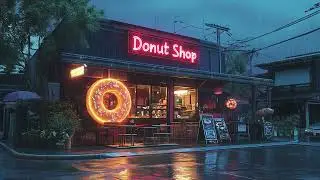 Neon Rain & Lofi Bites 🍩☔ Late-Night Caf&eacute; Chillhop Mix