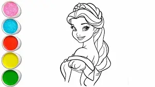 Cute Princess Belle Drawing for kids, Painting & Coloring for kids, Toddlers | Let's Draw Together