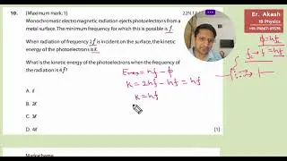 Monochromatic electromagnetic radiation ejects photoelectrons from a metal surface. The minimum freq