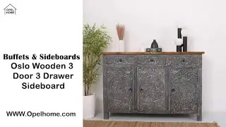 Oslo Wooden 3 Door 3 Drawer Sideboard | Solid Wood Storage Cabinet | Opelhome UAE