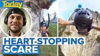 Heart-stopping moment Aussie base jumper has chilling brush with death | Today Show Australia