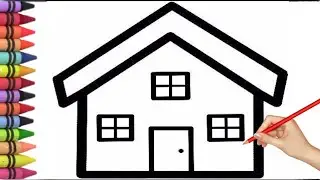 coloring house drawing for kids & toddlers / easy drawing house/drawing house.