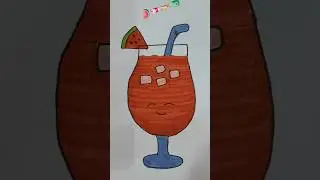 Easy Watermelon🍉 Juice🥤 Drawing #art #painting #shorts #juice