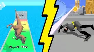 Dino Run 3D 🦖 Super Hero Fall 🦸Funny Gameplay Android,iOS All Levels 💥 Viral Mobile Games