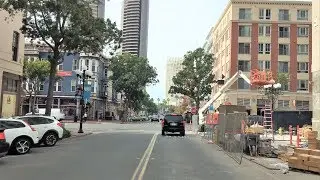 Driving Downtown - San Diego's Gaslamp District 4K - USA