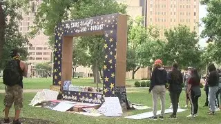 Protesters gather at Travis Park for peaceful protest in wake of George Floyd's death