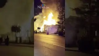 Crews battle massive fire at vacant home in Toronto