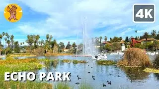 Echo Park Lake Walking Tour | {4k} 🔊 Binaural Sound