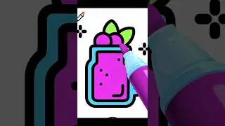 How to draw and color a glass of grape juice #drawing #coloring #juice