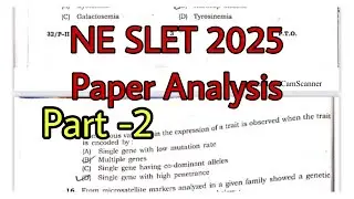 NE SLET QUESTION PAPER 2025 / slet assam / life science slet