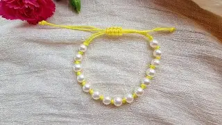 Elegant Pearl Bead Bracelet Tutorial | DIY Adjustable Macrame Gift Idea 💛✨