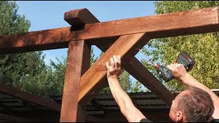 Wiata garażowa Cz 5 Zastrzały i kalenica Carport Part 5: Braces and Ridge Beam #diy #woodworking