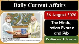 26 August, 2020 prelim mark booster । Current Affairs in hindi । Daily current affairs for uppcs